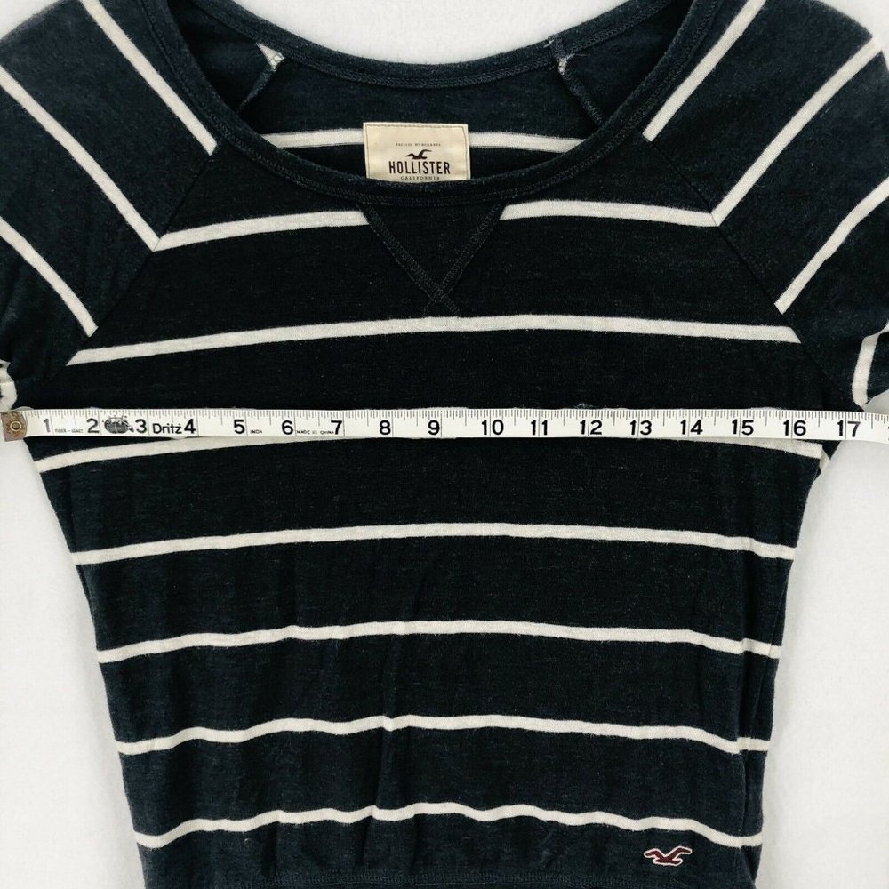 Hollister Sweater Knit Top XS Gray Y2K White Stripes Shirt Long Sleeves Soft - Picture 7 of 11